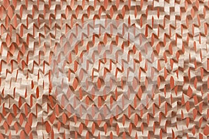 Beige textured background. Corrugated background on peach fuzz color. Ribbed pattern. Abstract paper background.