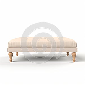 Beige Upholstered Stool: Realistic Rendering Of Ottoman Art