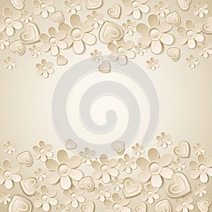 Beige valentine background with many flowers