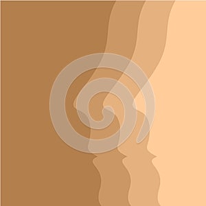 Beige vector background with human face profiles