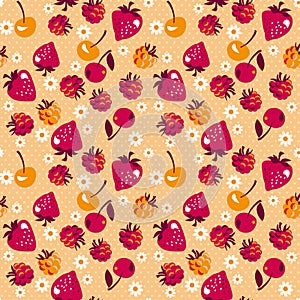 Beige vector illustration of berries pattern.