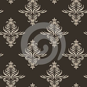 Beige vector seamless pattern. Texture for fabrics or packaging in brown color with floral elements.
