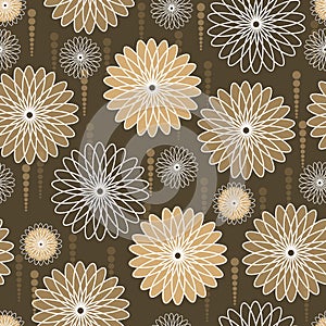 Beige and white flowers on brown background