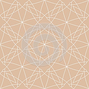 Beige and white geometric ornament. Seamless pattern