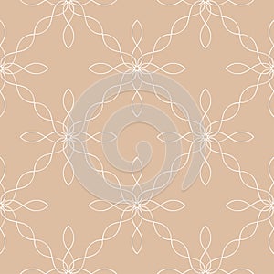 Beige and white geometric ornament. Seamless pattern