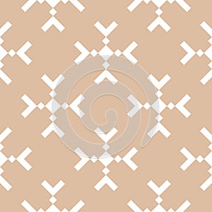 Beige and white geometric ornament. Seamless pattern