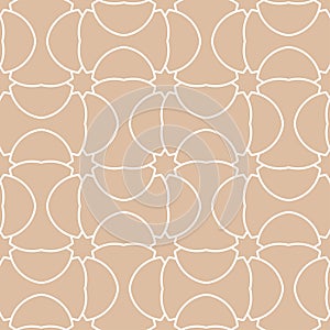 Beige and white geometric ornament. Seamless pattern