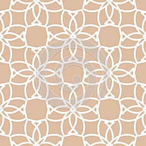 Beige and white geometric ornament. Seamless pattern