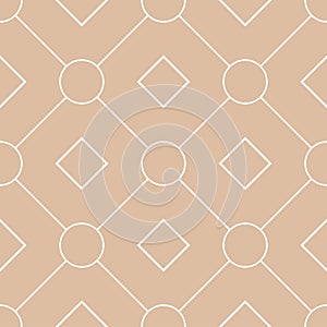 Beige and white geometric ornament. Seamless pattern