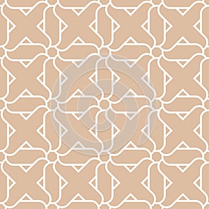 Beige and white geometric ornament. Seamless pattern