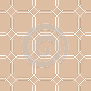 Beige and white geometric ornament. Seamless pattern