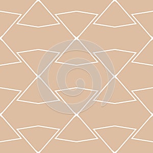 Beige and white geometric ornament. Seamless pattern