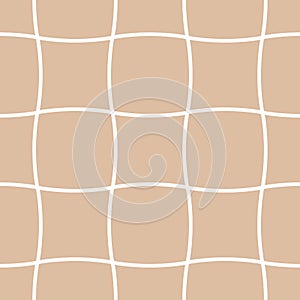 Beige and white geometric ornament. Seamless pattern