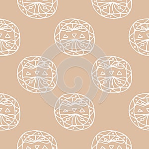 Beige and white geometric ornament. Seamless pattern