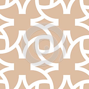 Beige and white geometric ornament. Seamless pattern