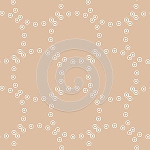 Beige and white geometric ornament. Seamless pattern