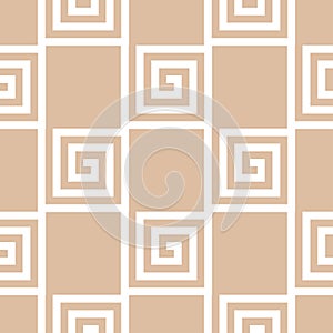 Beige and white geometric ornament. Seamless pattern