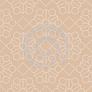 Beige and white geometric ornament. Seamless pattern