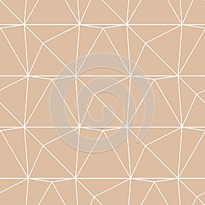 Beige and white geometric ornament. Seamless pattern