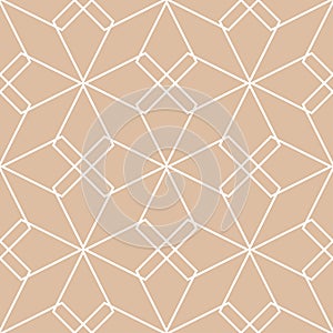 Beige and white geometric ornament. Seamless pattern