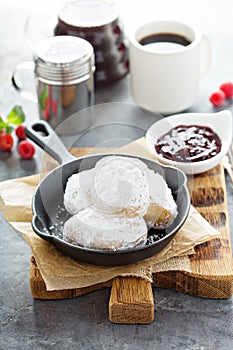 Beignets with powdered sugar