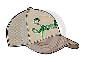 Beije baseball cap vector illustration on white