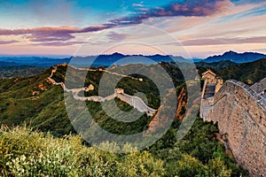 Beijing, China - AUG 12, 2014: Sunrise at Jinshanling Great Wall