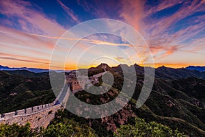 Beijing, China - AUG 12, 2014: Sunrise at Jinshanling Great Wall