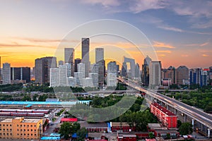 Beijing, China CBD Skyline at Sunset