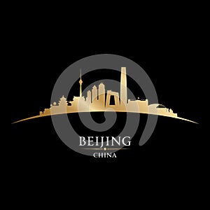 Beijing China city skyline silhouette black background