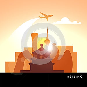 Beijing China detailed silhouette