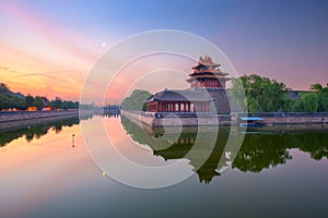 Beijing, China from the Forbidden City Moat