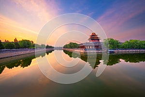 Beijing, China from the Forbidden City Moat