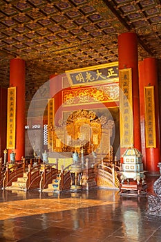 A throne inside Qianqinggong in Forbidden City