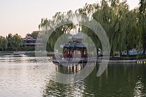 Beijing, China - OCTOBER 27 2019: Traditional building in the Taoranting park