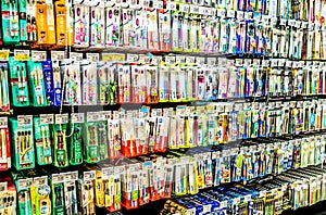 BEIJING China 23.02.2019 Toothbrushes imported from all over the world seen at a supermarket shopping mall Peking China
