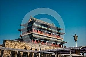 Beijing, China at the Zhengyangmen Gatehouse in Tiananmen Square