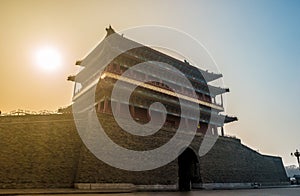 Beijing, China at the Zhengyangmen Gatehouse in Tiananmen Square