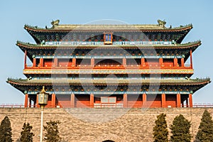 Beijing, China at the Zhengyangmen Gatehouse in Tiananmen Square