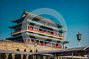 Beijing, China at the Zhengyangmen Gatehouse in Tiananmen Square