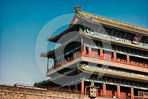 Beijing, China at the Zhengyangmen Gatehouse in Tiananmen Square