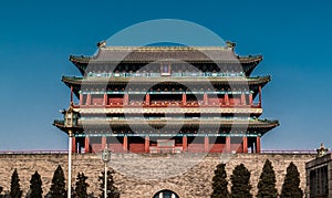 Beijing, China at the Zhengyangmen Gatehouse in Tiananmen Square