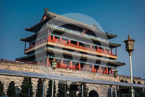 Beijing, China at the Zhengyangmen Gatehouse in Tiananmen Square