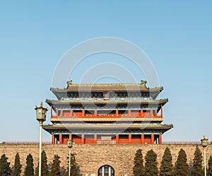 Beijing, China at the Zhengyangmen Gatehouse in Tiananmen Square