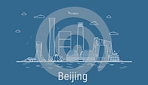 Beijing city, Line Art Vector illustration