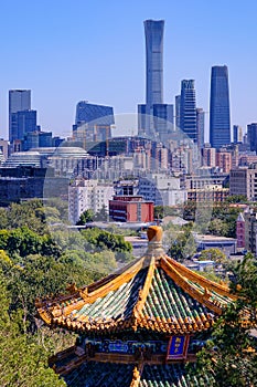 Beijing cityscape view from the Jingshan park