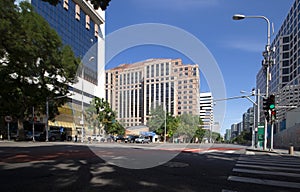 Beijing Financial Street under the blue sky and white clouds