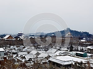 Beijing forbidden City and Jingshan park in snows
