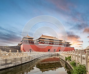 Beijing forbidden city in sunset