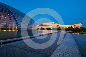 Beijing National Centre for the Performing Arts, at sunset